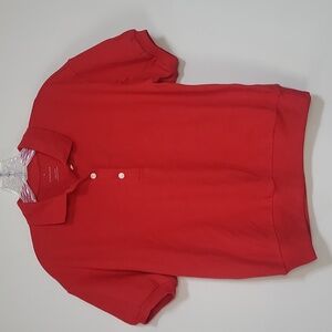 EVERLANE Red Organic Cotton Short Sleeve Banded Hem Polo Short